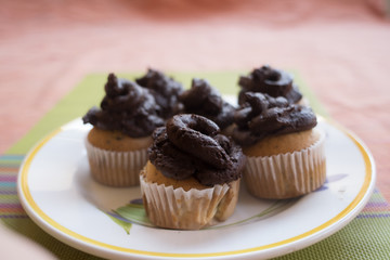 handmade muffins with chocolate cream