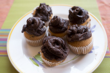 handmade muffins with chocolate cream