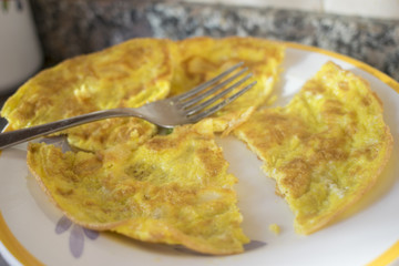 frittata cut in four wedges