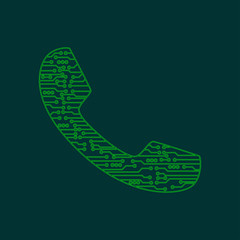 The icon phone. Phone in the form of electronic circuits. vector