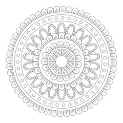 Flower Mandala vector illustration. Oriental pattern, vintage decorative elements. Islam, Arabic, Indian, moroccan, turkish ottoman motifs Coloring page