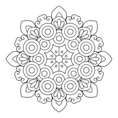 Flower Mandala vector illustration. Oriental pattern, vintage decorative elements. Islam, Arabic, Indian, moroccan, turkish ottoman motifs Coloring page