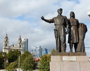 Sculptural group "Agriculture" on the Green bridge in Vilnius.