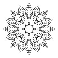 Flower Mandala vector illustration. Oriental pattern, vintage decorative elements. Islam, Arabic, Indian, moroccan, turkish ottoman motifs Coloring page
