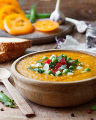 Yellow gazpacho, traditional Spanish soup