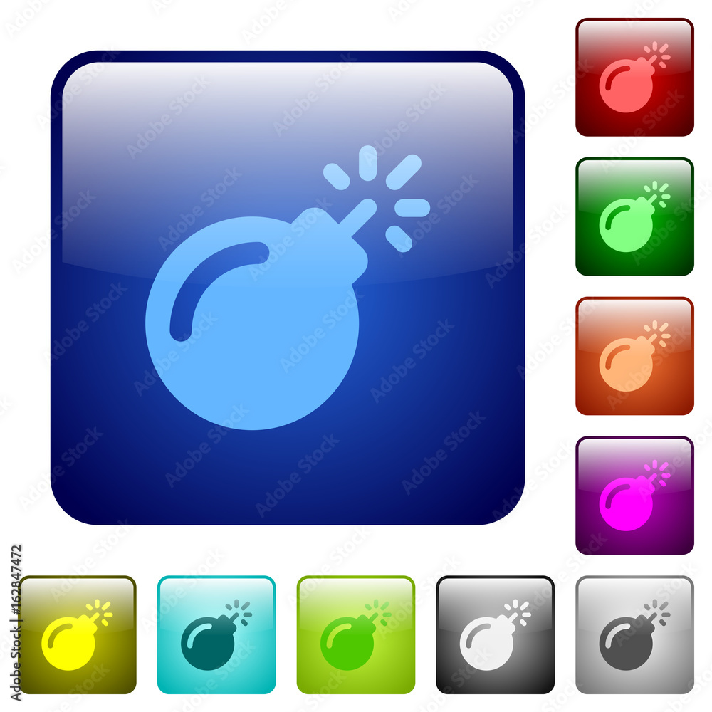 Poster bomb with sparkling fuse color square buttons