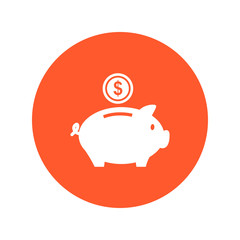 Piggy bank icon. Pictograph of moneybox. Flat design.