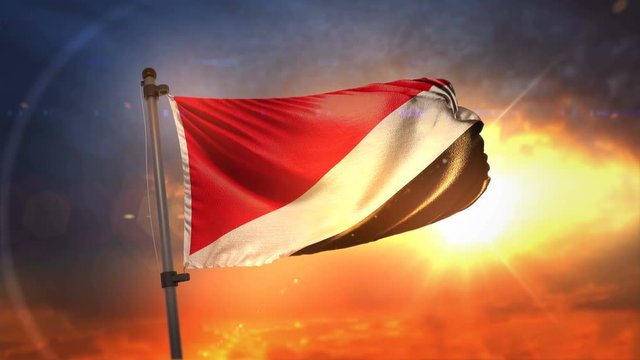 Principality of Sealand Flag Backlit At Beautiful Sunrise Loop Slow Motion 4K