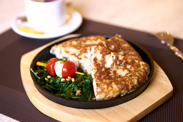 fish omelet with arugula