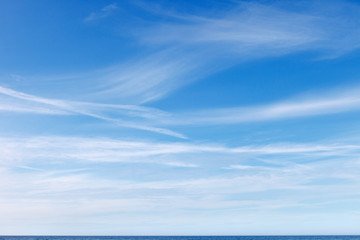 beautiful blue sky with white Cirrus clouds