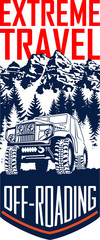 vector 4x4 off-roading travel flayer illustration © Save Jungle