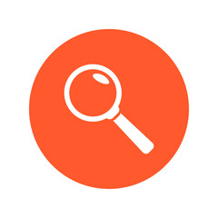 Icon of loupe. Search button. Magnifying glass. Flat design style. 