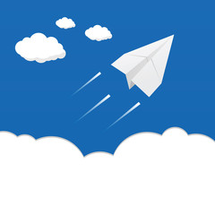 paper airplane above the clouds illustration