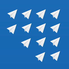 paper airplane white set illustration