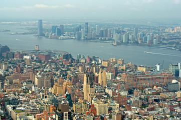 Obraz premium American Skyscrapers. View of New York and Hudson River from above 