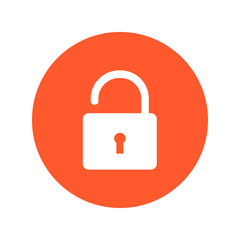 Unlock icon. Flat design style. Access to the user.