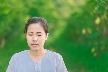 Buddhist Nuns meditation in thailand