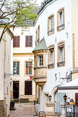 Fototapeta na wymiar Street view with old buildings in Luxembourg city
