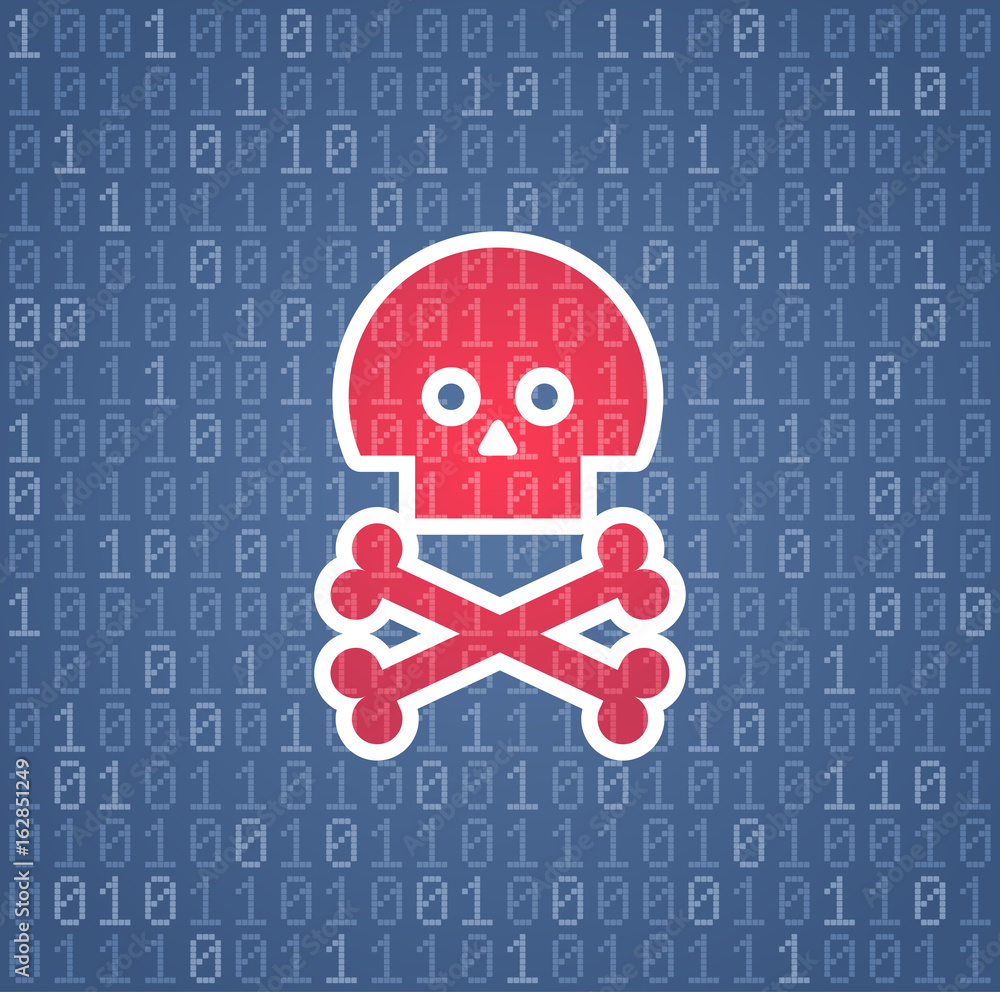 Poster dangerous binary code. graphic illustration on the theme of cyberthreats/cyber-crime.