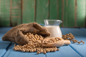 some seeds (close-up shot) soy Milk