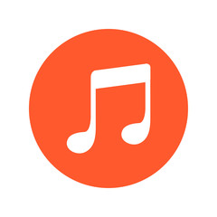 Music note icon. Character listening song. Flat design style.