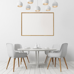 White floor dining room, white chairs