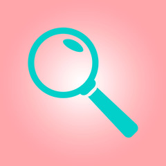 Icon of loupe. Search button. Magnifying glass. Flat design style. 