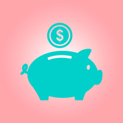 Piggy bank icon. Pictograph of moneybox. Flat design.