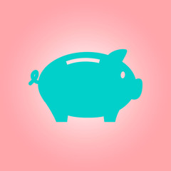 Piggy bank icon. Pictograph of moneybox. Flat design.