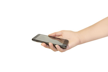 Phone in hand isolated on white