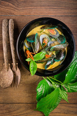 Delicious asian style curry mussels