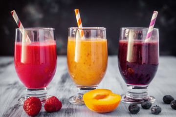 Fresh Fruit Smoothies - Raspberry, Apricot and Blueberries