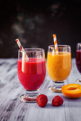 Fresh Fruit Smoothies - Raspberry, Apricot and Blueberries