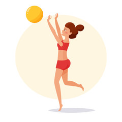 Girl playing beach volleyball.