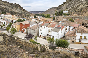 a view over La Hoz de la Vieja Town, province of Teruel, Spain