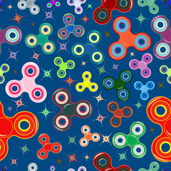 Seamless pattern depict fidget spinner toys. Vector illustration