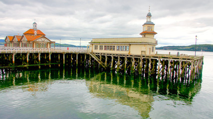 Victorian buildings on the pier at Dunoon on the Firth of Clyde