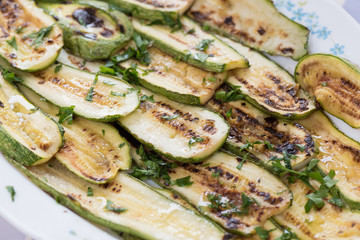 Plate of grilled zucchini
