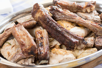Cooked tasty mixed grilled meat