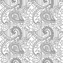 Seamless Pattern Zentangle Ornament Coloring Book Page Design Vector Illustration