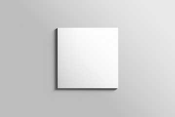 Blank square photorealistic brochure mockup on light grey background.  - obrazy, fototapety, plakaty