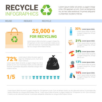 Recycle Infographic Banner Waste Gathering Sorting Garbage Concept Vector Illustration