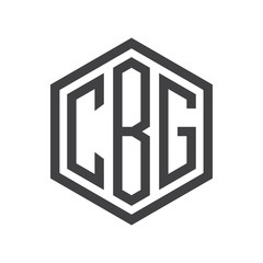 three-letter initials hexagon logo black