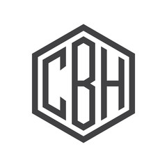 three-letter initials hexagon logo black