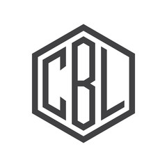 three-letter initials hexagon logo black