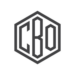 three-letter initials hexagon logo black