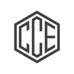 three-letter initials hexagon logo black