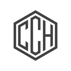 three-letter initials hexagon logo black