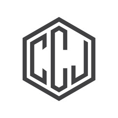 three-letter initials hexagon logo black