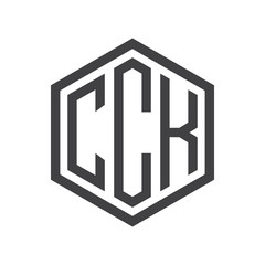 three-letter initials hexagon logo black